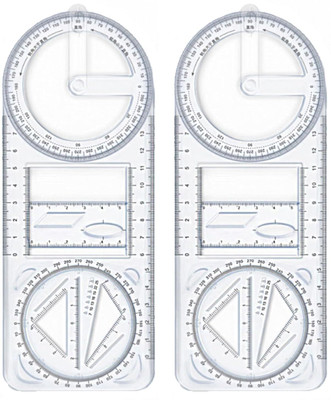 KAULDVISHE 2pcs Math Geometric Ruler Mathematics Drawing Template for Woodworking Ruler(Set of 2, Transparent)