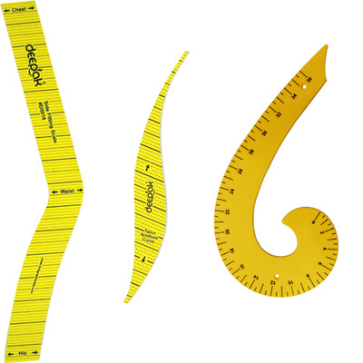 Vikurajas Tailores Sleeve Curve Scale Hip Curve Scale and French Curve Ruler(Set of 3, Yellow)