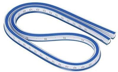 KRAFTMASTERS 30cm Flexible Ruler Curve Flex Design Rule Drawing, Design Garment Design Ruler(Set of 1, bule, White)