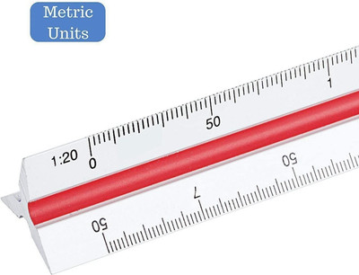 KRAFTMASTERS 1 Pcs Plastic Triangular Scale Ruler 3 Sides for Architect Engineers Measuring Ruler(Set of 1, White)