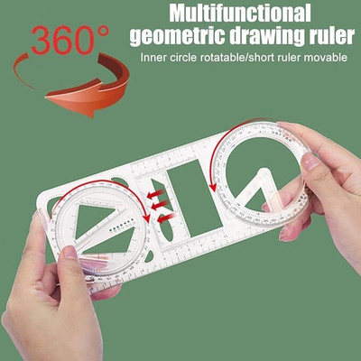 KDGTREADS Multifunction Geometric Ruler for School Student Ruler(White)