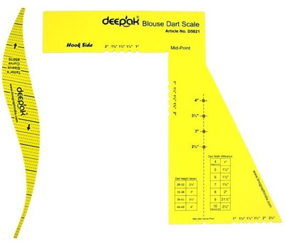 prabhas designs 3 Dart Scale and Arm Hole Scale Combo (Each 1 pc) used in tailoring Ruler(Set of 2, Yellow)