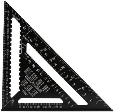 NIKTION Aluminum 12-inch Rafter Square Carpenter Measuring Layout Tool Ruler(Set of 1, Black)