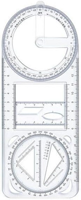 KRAFTMASTERS Multifunctional Geometric Ruler Mathematics Drawing Template Ruler(Set of 1, White)