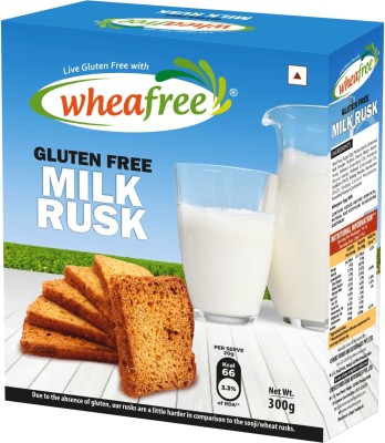 wheafree Milk Rusk - Gluten Free (Non-Veg) Pack of 2 - 300g each Sweet flavored Milk Rusk(2 x 300 g)