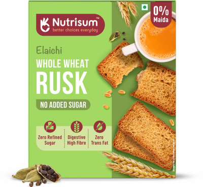 nutrisum Whole Wheat Rusk - No Added Sugar- Elaichi NA flavored Wheat Rusk(180 g)