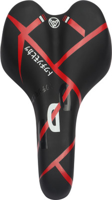 TUHI Mountain MTB Saddle Comfort Soft Leather Cushion Bike Seat Saddle PU Leather Saddle(Black, Red)