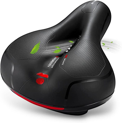 TCKW Cycle Seat with Red Reflective Safety Strip - Universal Memory Foam Saddle(Black)