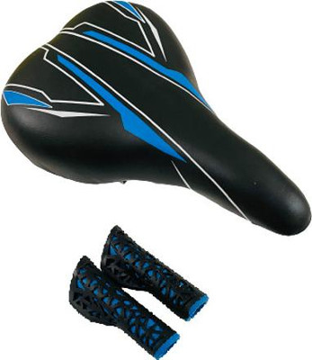 impetus Bicycle Saddle Grip Combo Blue Cycle Seat Handlebar Grip Senior MTB Bikes Saddle(Blue)