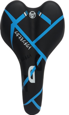 TUHI Mountain MTB Saddle Comfort Soft Leather Cushion Bike Seat Saddle PU Leather Saddle(Black, Blue)