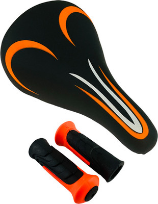 impetus Kids Bicycle Saddle Grip Handle Combo Cycle Seat Handlebar Grip 14-20 Inch Child Saddle(Black, Orange)