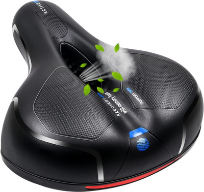 Linist Bicycle Seat, Replacement Wide Saddle Bicycle with Waterproof Memory Foam Saddle(Black)