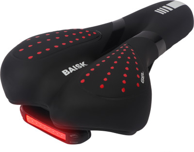 TUHI Bicycle Road MTB Bike Saddle with Taillight USB Charging Saddle(Black, Red)