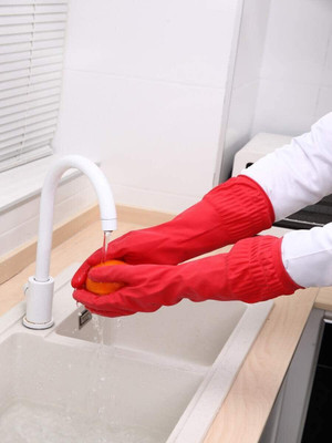 NARV Long Elbow Length Grey Working Painting Gardening Pet Care Reusable Household G3 Rubber Safety Gloves(Pack of 2)