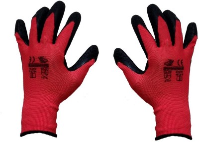 Auto E-Shopping Safety Hand Gloves Industrial Non Slip Gloves Free Size Red Black Set of 1 Pair Synthetic  Safety Gloves(Pack of 2)