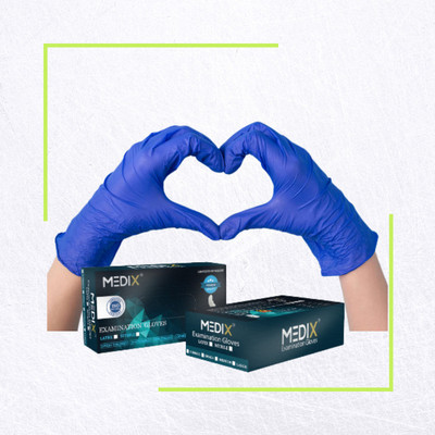 medix healthcare MEDIX ULTRA PREMIUM BLUE Nitrile  Safety Gloves(Pack of 50)