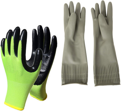 HM EVOTEK Anti Cut Resistant Industrial Hand Gloves | Latex Biodegradable Hand Gloves K6 Wet and Dry Glove Set(Free Size Pack of 2)