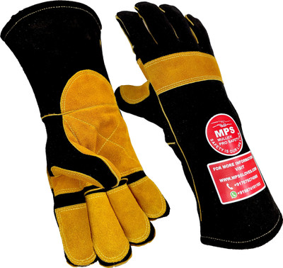 MULLICK PRO SAFETY MPS-001 Heat/Fire Resistant, Grill/Fireplace Welding /BBQ/Animal handling gloves Leather  Safety Gloves(Pack of 2)
