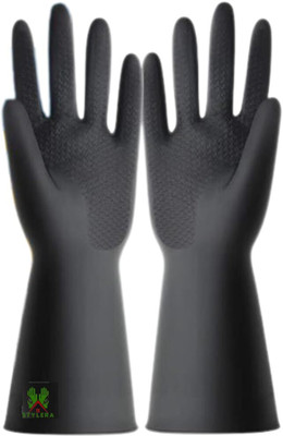 STYLERA 1Pair Heavy-Duty Chemical Oil Resistant Industrial Cleaning Non Slip Grip Rubber  Safety Gloves(Pack of 2)