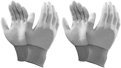ESD Pack of 2 Pairs Anti Static Gloves Carbon Fiber PU Fingertip Coated Nylon  Safety Gloves(Pack of 4)