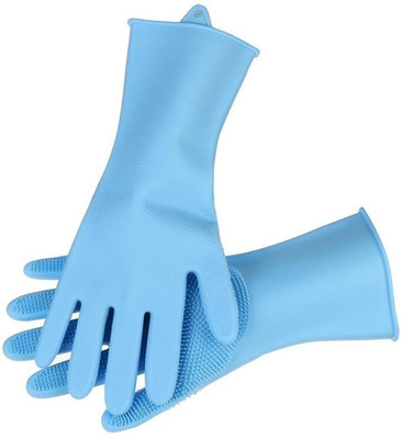 RBGIIT SSDISILIOCNSKBL SILICON RUBBER KITCHEN HAND GLOVES PACK OF 1 PAIR Rubber Rubber  Safety Gloves(Pack of 1)