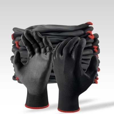 7SHIELD 3PAIR Durable Black Nylon Work Gloves for Construction and Industrial Use Nylon  Safety Gloves(Pack of 6)