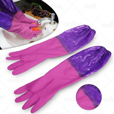 RBGIIT Rubber Elbow Length Cotton Flocklined Kitchen Factory Safety Glove PS-31 Rubber, Synthetic  Safety Gloves(Pack of 2)