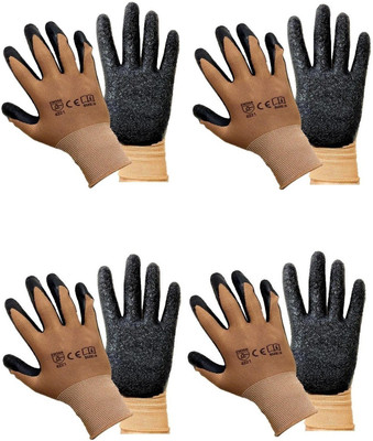 HM EVOTEK SUPERIOR QUALITY ANTI CUT SAFETY HAND GLOVE-19 Nitrile, Synthetic Safety Gloves Synthetic Safety Gloves 4 pairs Nylon  Safety Gloves(Pack of 8)