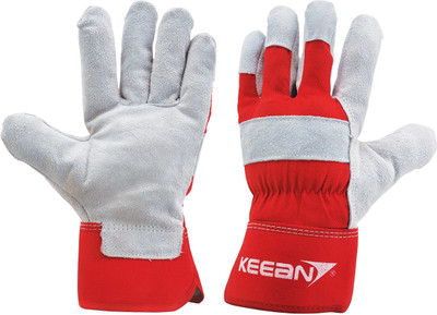 KEEAN Rigger Canadian Palm Split Leather Grey/Red Glove Wear Cut and Tear Resistant . Leather  Safety Gloves(Pack of 1)