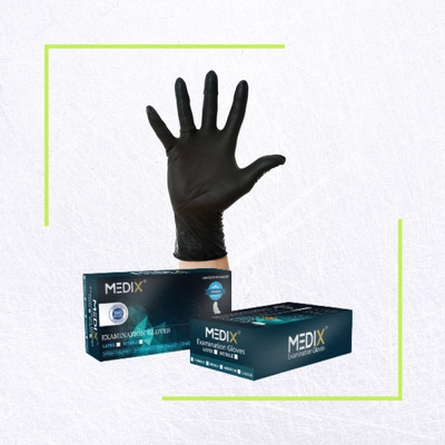 medix healthcare MEDIX ULTRA PREMIUM BLACK Nitrile  Safety Gloves(Pack of 30)