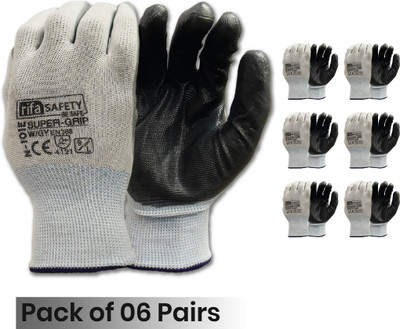RIFA SAFETY N101E Nitrile  Safety Gloves(Pack of 6)