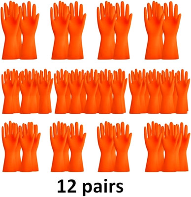 Bestow Household Rubber Gloves for Dishwashing & Cleaning | Reusable Kitchen Gloves Rubber  Safety Gloves(Pack of 12)