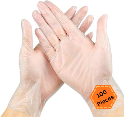 Glovery PE Disposable Hand Gloves Waterproof, Non-Toxic & Safe for Kitchen and Home Use Synthetic  Safety Gloves(Pack of 100)