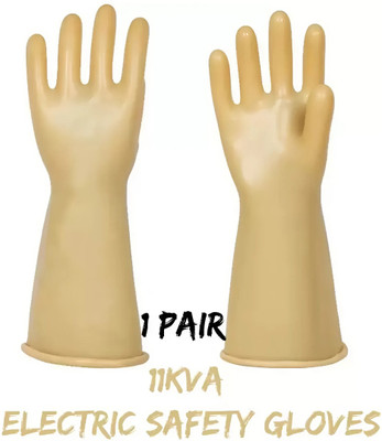 Donizard Industrial Gloves 11 KV Electric Hand Gloves Shock Proof Safety Gloves Pack of 1 Latex, Rubber  Safety Gloves(Pack of 2)