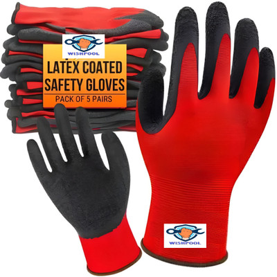 Wishpool Industrial Hand Gardening Work ,Cut-resistant Working Gloves Men & women Latex, Rubber  Safety Gloves(Pack of 10)