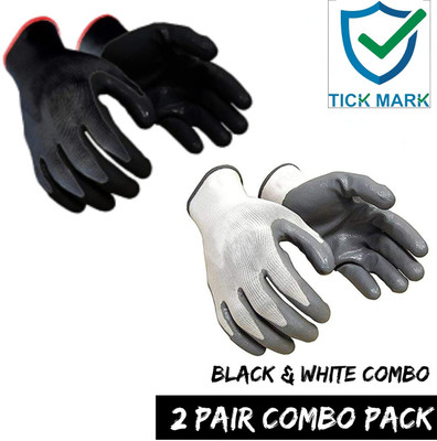 tick mark 2 Pair Industrial Hand Gloves Gardening Work ,Cut-resistant Working Gloves Combo Nylon  Safety Gloves(Pack of 4)