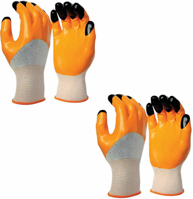GROWTOP Multipurpose Reusable Washable Nitrile Coated Work Safety Gloves Safety Gloves Nylon  Safety Gloves(Pack of 2)