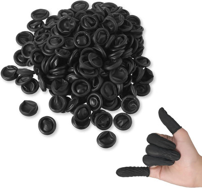 Wishpool 25 PCS Black Finger Cots Finger Tips for Protection Industrial, Electronics Use Rubber  Safety Gloves(Pack of 25)
