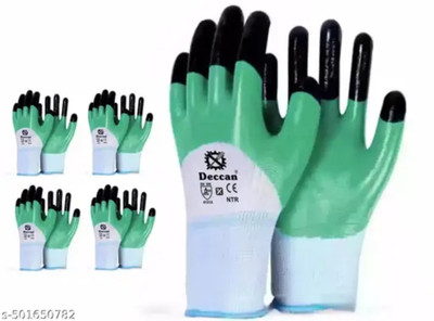 STYLERA 5 Pair Non-slip Latex Coated Industrial Hand Protective Work for Construction Rubber  Safety Gloves(Pack of 5)