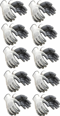 fortuner Industrial & Home Safety Cut Resistant Hand Gloves (White & Grey) Nylon  Safety Gloves(Pack of 20)