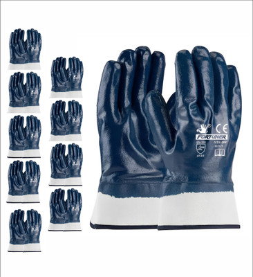 fortuner Nitrile Fully Dipped Cuff Safety Gloves 10 Pairs Nitrile  Safety Gloves(Pack of 10)