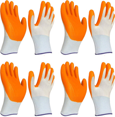 RBGIIT Safety Gloves Cut-Proof Protection with Rubber Grade Wet and Dry Glove Nylon K0 Wet and Dry Glove Set(Extra Large Pack of 4)