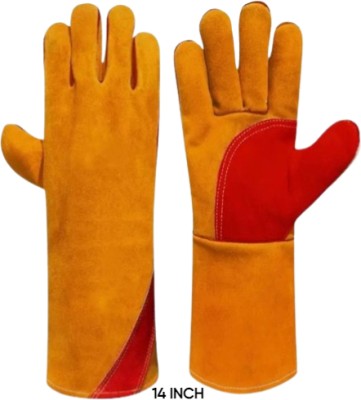 Donizard Heavy Duty Durable Heat Resistant Welding Works, ISO Certified, Made in India Leather  Safety Gloves(Pack of 2)