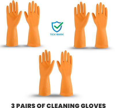 tick mark 3PAIR High Grade Rubber Material Multi Use Reusable Safety Hand Gloves Rubber  Safety Gloves(Pack of 6)