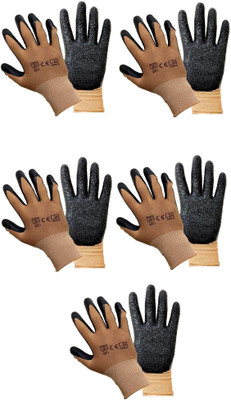 HM EVOTEK SUPERIOR QUALITY ANTI CUT SAFETY HAND GLOVE-19 Nitrile, Synthetic Safety Gloves Synthetic Safety Gloves 5 pairs Nylon  Safety Gloves(Pack of 10)