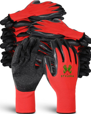 STYLERA 24 Pair Industrial Hand Gloves Gardening Work ,Cut-resistant Working Gloves Latex, Nylon, Rubber  Safety Gloves(Pack of 48)