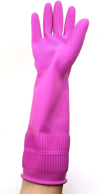Mehta Safety Natural Rubber Pink Koren Rose Special Design Safety Gloves For Women Men MKA26 Rubber  Safety Gloves(Pack of 2)