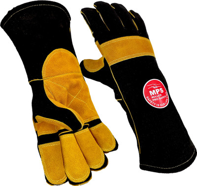 MPS Heat Resistant Safety Welding Gloves Black Yellow With Full Reinforced MPS001 Leather  Safety Gloves(Pack of 1)