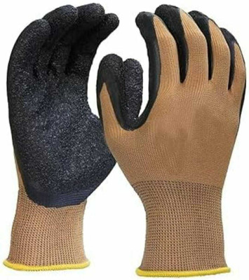 RENOCO Brown Black 3 Pairs Latex  Safety Gloves(Pack of 6)