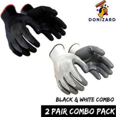 Donizard 2 PAIR Cut Resistant Hand Gloves Cut-Proof Protection(black-1pair,white-1pair) Nylon  Safety Gloves(Pack of 4)